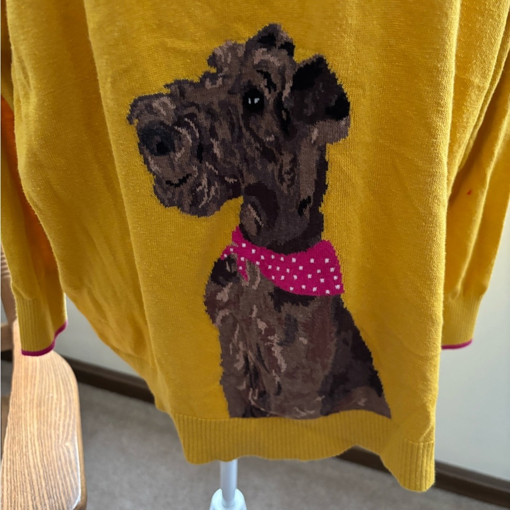 Joules Mustard Yellow Sweater with Dog Design - Picture 10 of 12